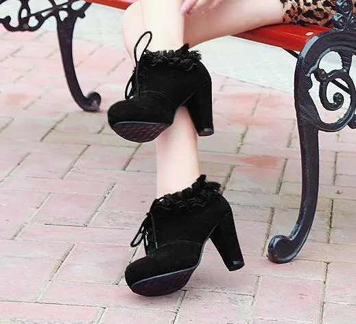 Elegant Lace High Heels Ankle Boots