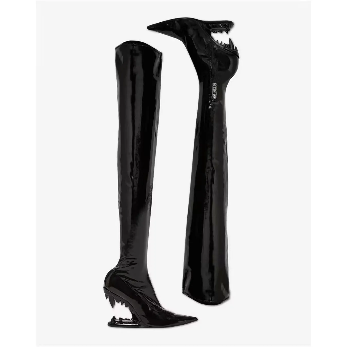 Elegant Patent Leather Over-Knee Pointed Toe Boots