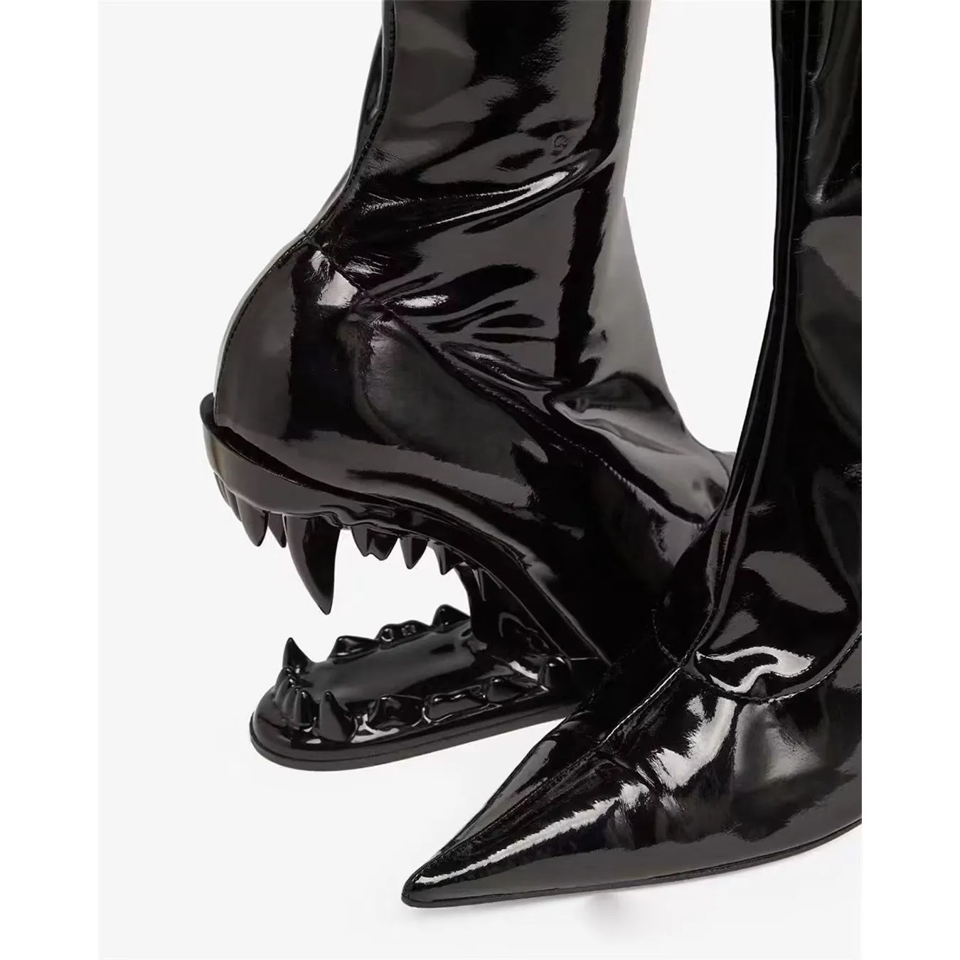 Elegant Patent Leather Over-Knee Pointed Toe Boots