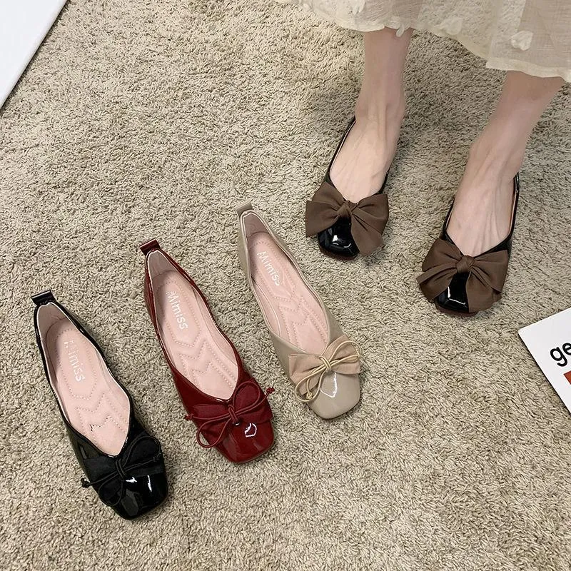 Finn Chain Pointed Toe Mule Shoes Red Nude Shoes Women's Spring and Summer Peas Shoes Flat Shoes