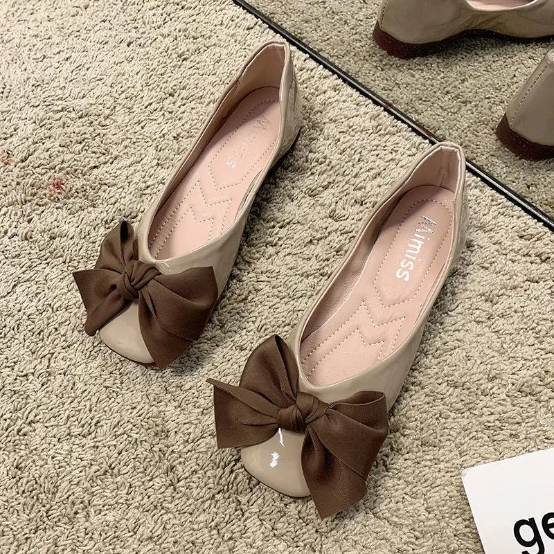 Finn Chain Pointed Toe Mule Shoes Red Nude Shoes Women's Spring and Summer Peas Shoes Flat Shoes