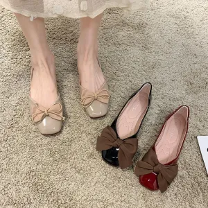 Finn Chain Pointed Toe Mule Shoes Red Nude Shoes Women's Spring and Summer Peas Shoes Flat Shoes