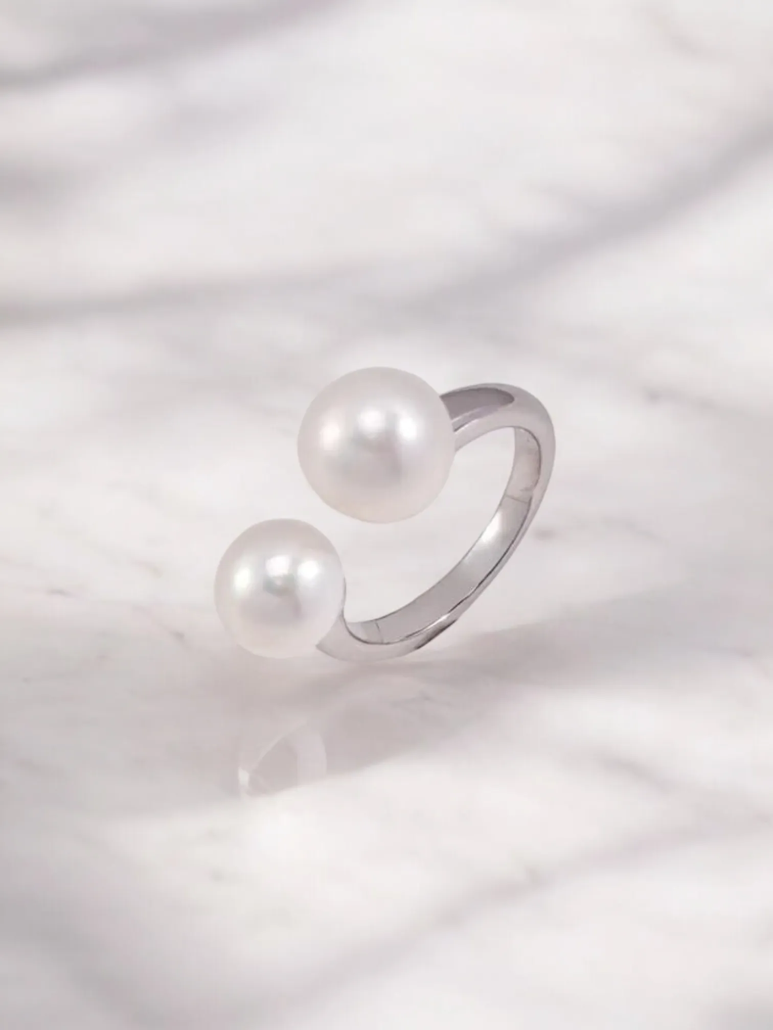 Gemella - Double Pearl Open Ring