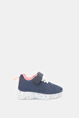 Girls Navy Velcro Strap Trainers