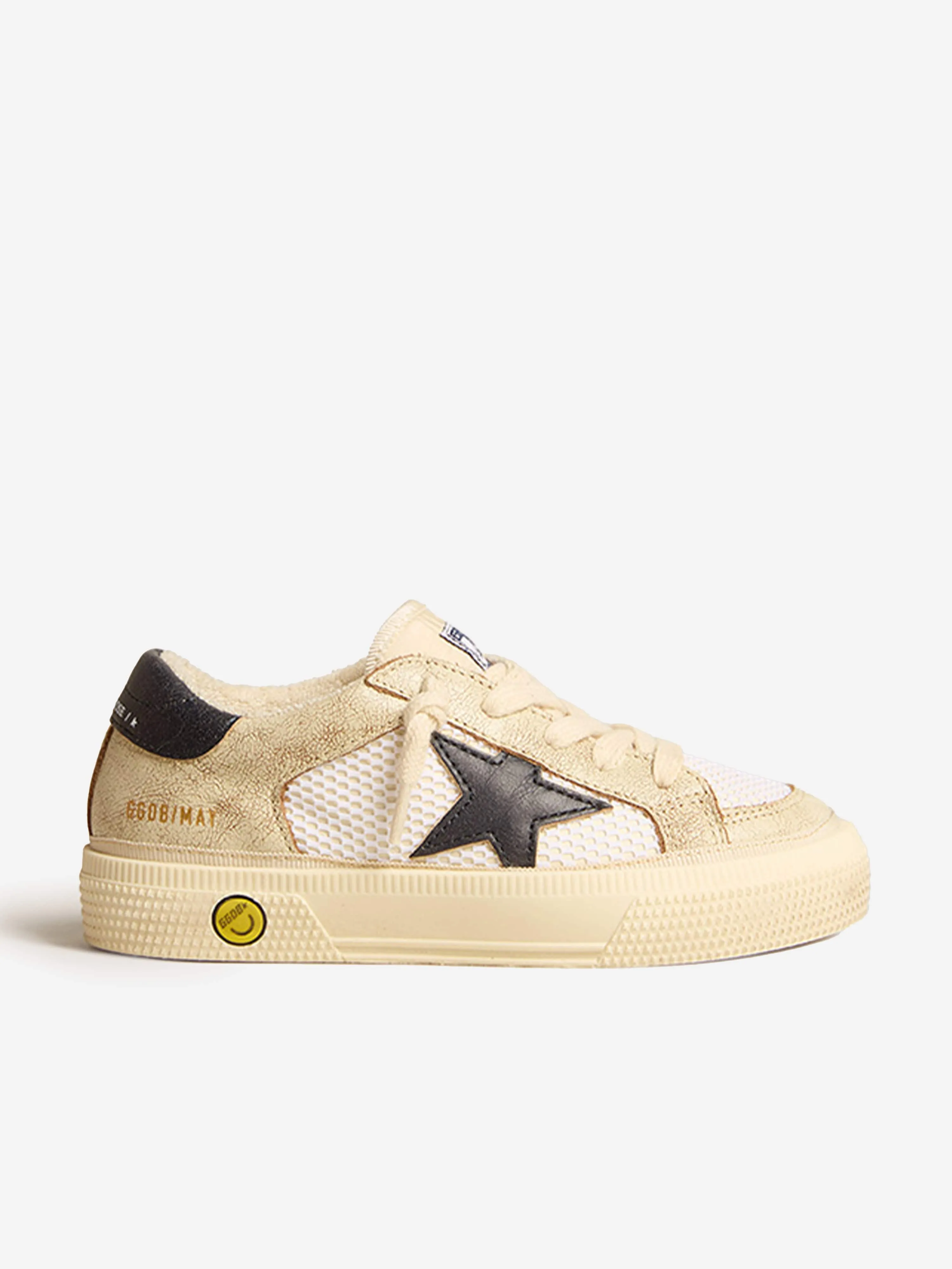 Golden Goose Kids May Net And Leather Trainers in White