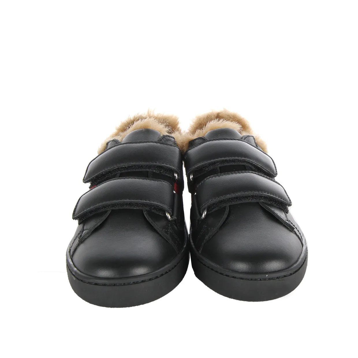 Gucci Kids Faux Fur Black Web Trainers