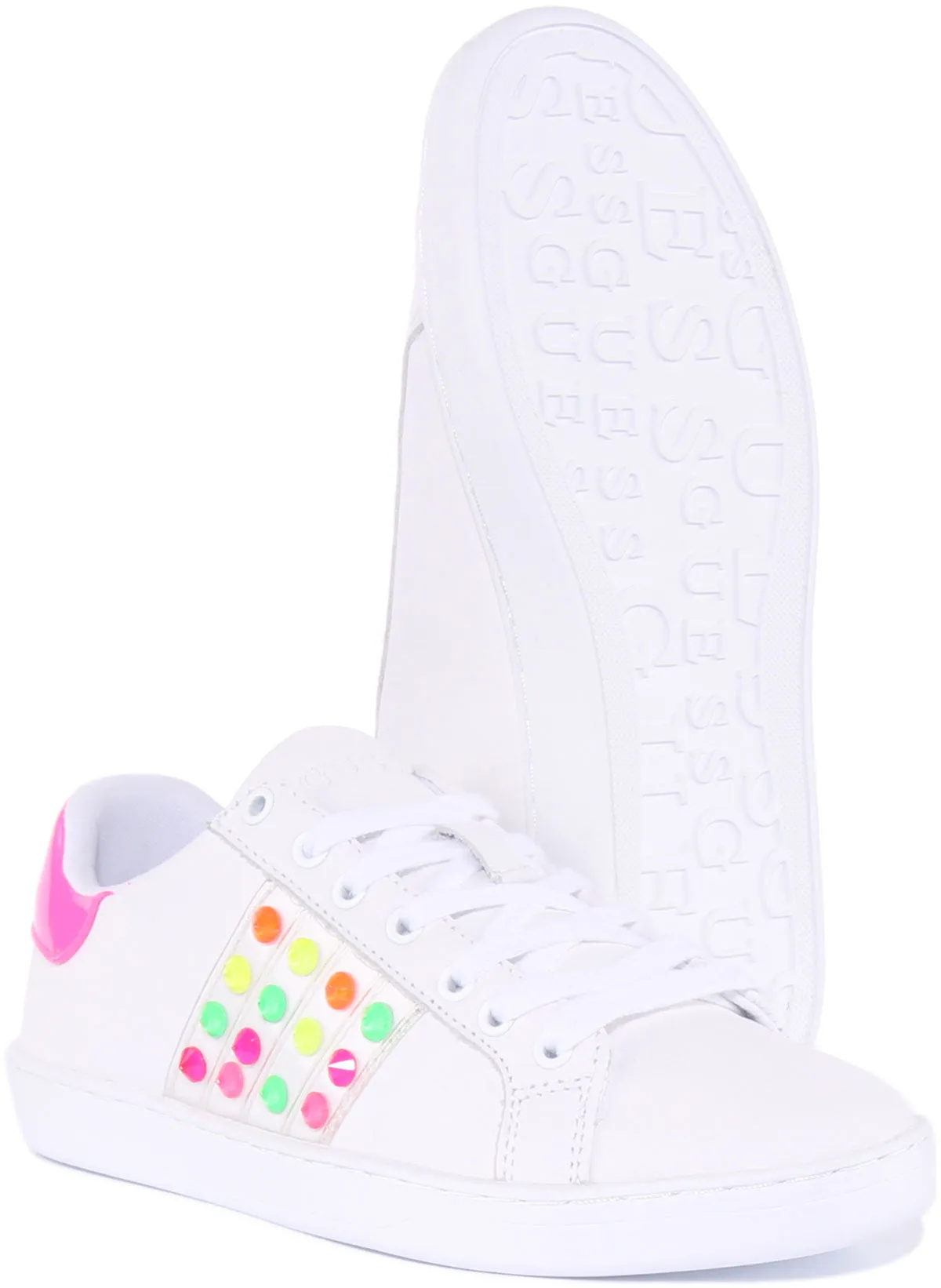 Guess Jacobb Studd In White Pink For Women