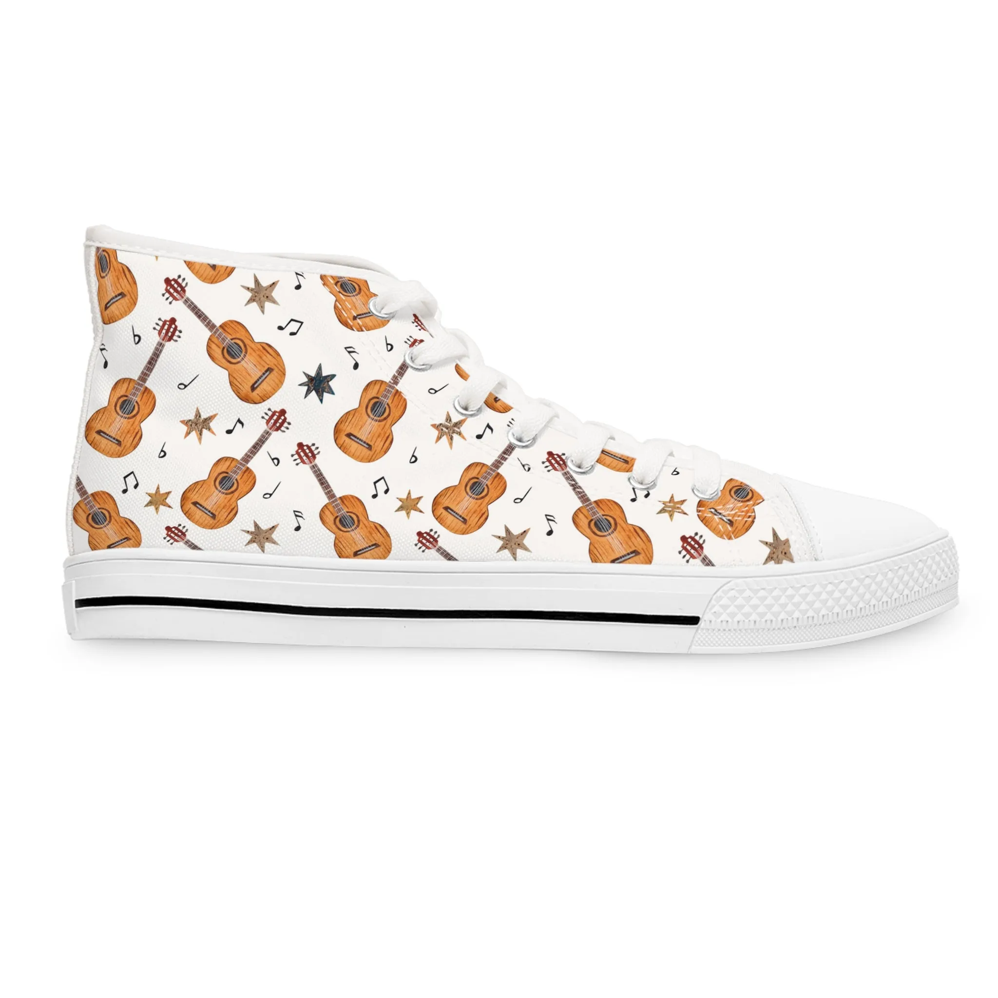 Guitar Pattern Women's High Top Sneakers