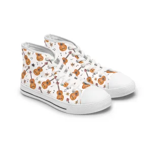 Guitar Pattern Women's High Top Sneakers