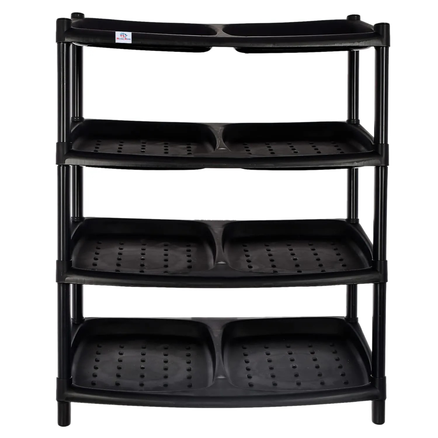 Heart Home Multipurposes 4-Tier Plastic Shoe Rack/Shelf/Storage Organizer for Home Kitchen Bedroom Door Entrance (Black)-46HH0518