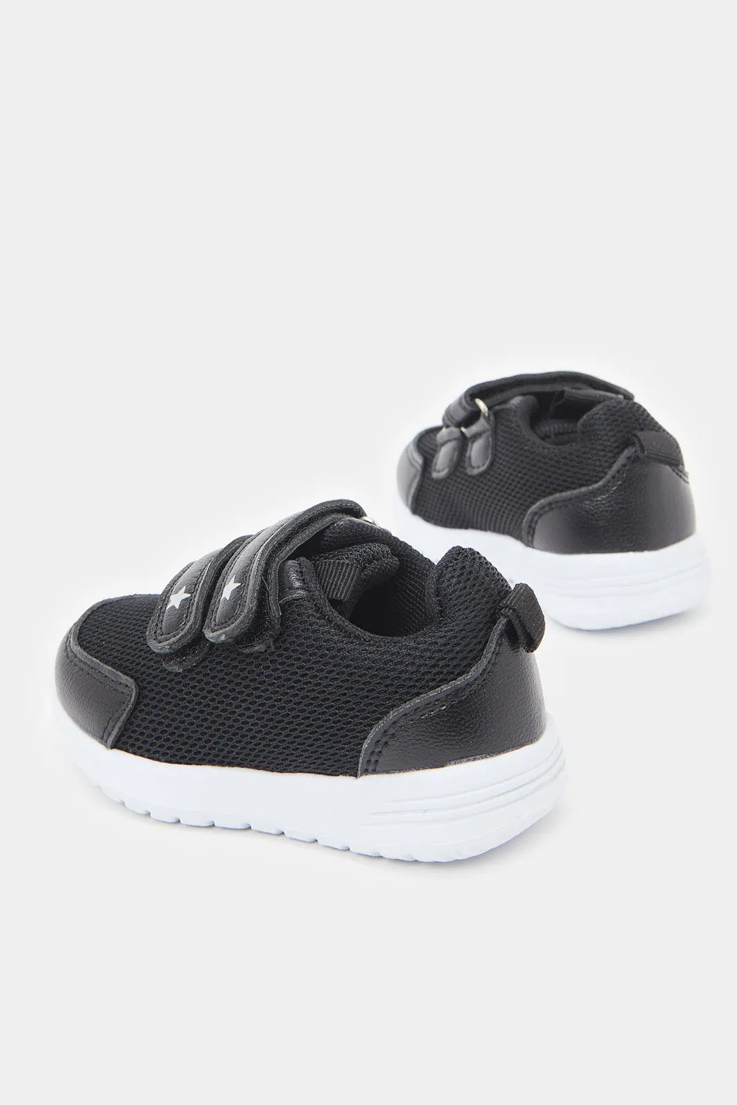 Infant Boys Black Double Velcro Trainer