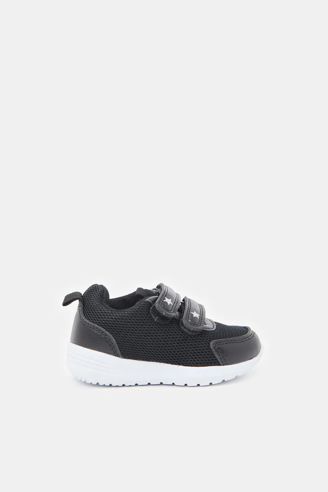 Infant Boys Black Double Velcro Trainer