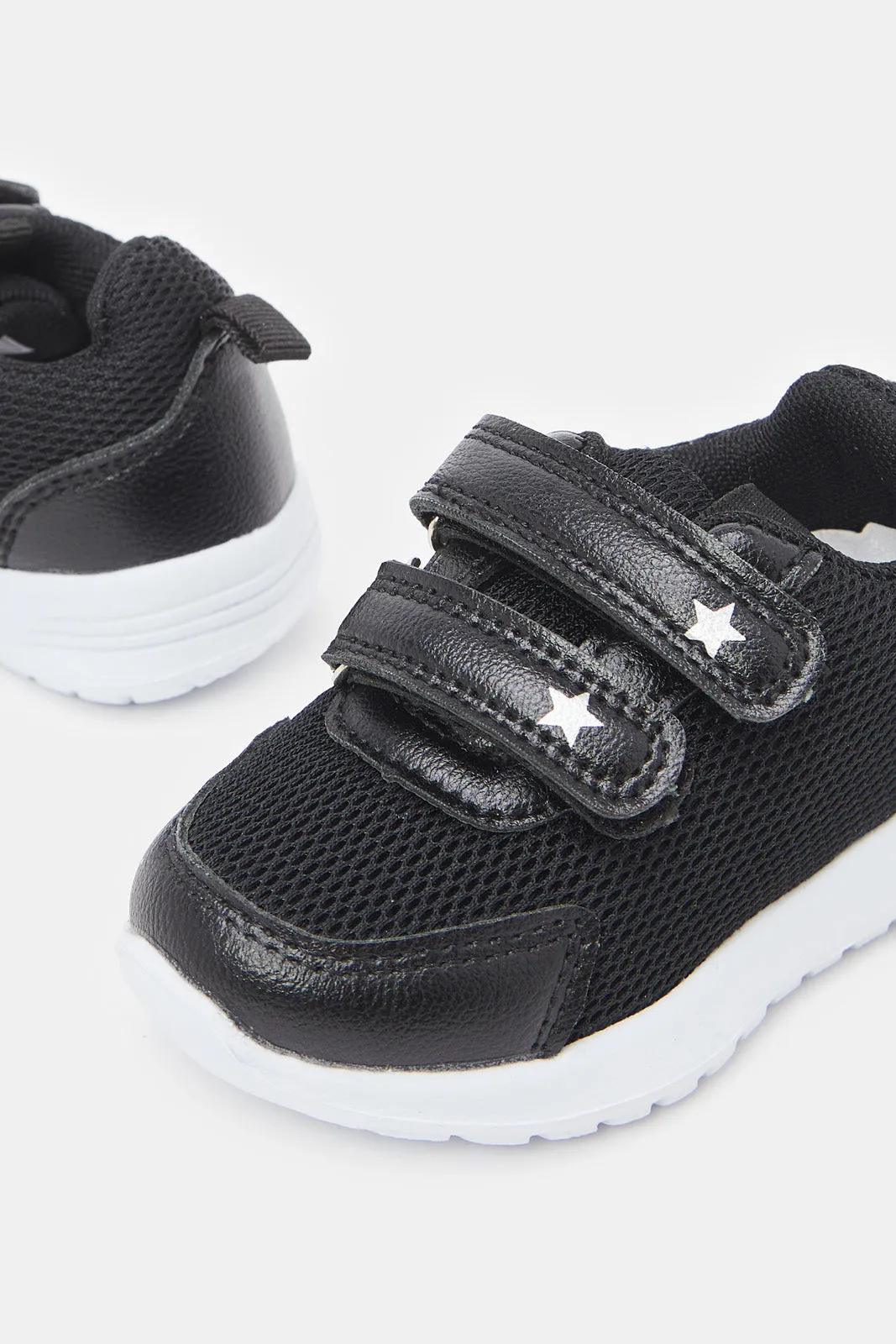 Infant Boys Black Double Velcro Trainer