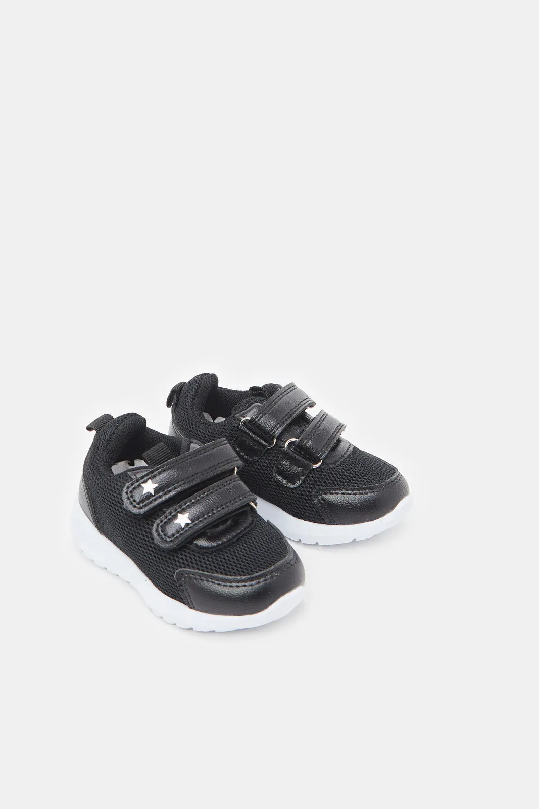 Infant Boys Black Double Velcro Trainer