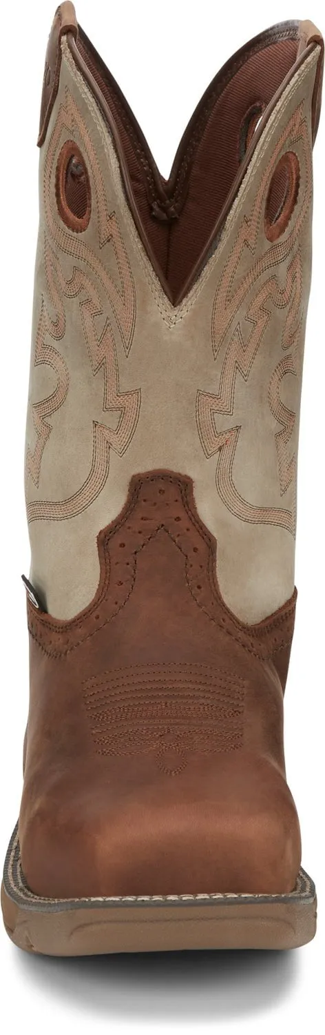 Justin 11in CT Mens Tan Stampede Rush Leather Work Boots