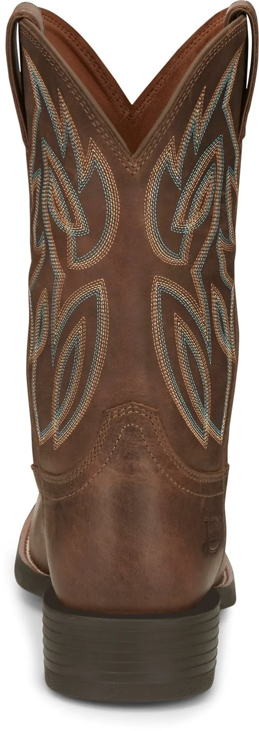 Justin 11in Mens Pecan Rendon Leather Cowboy Boots