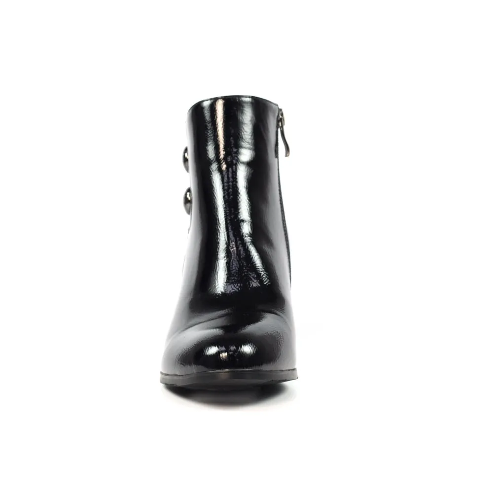 Ladies Lunar Boots Black Patent Tegan Inside Zip GLC820BK sale