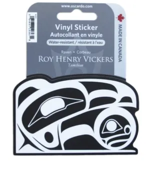 Large "Raven" Vinyl sticker (4" x 2.5") by Native Artist, Roy Henry Vickers