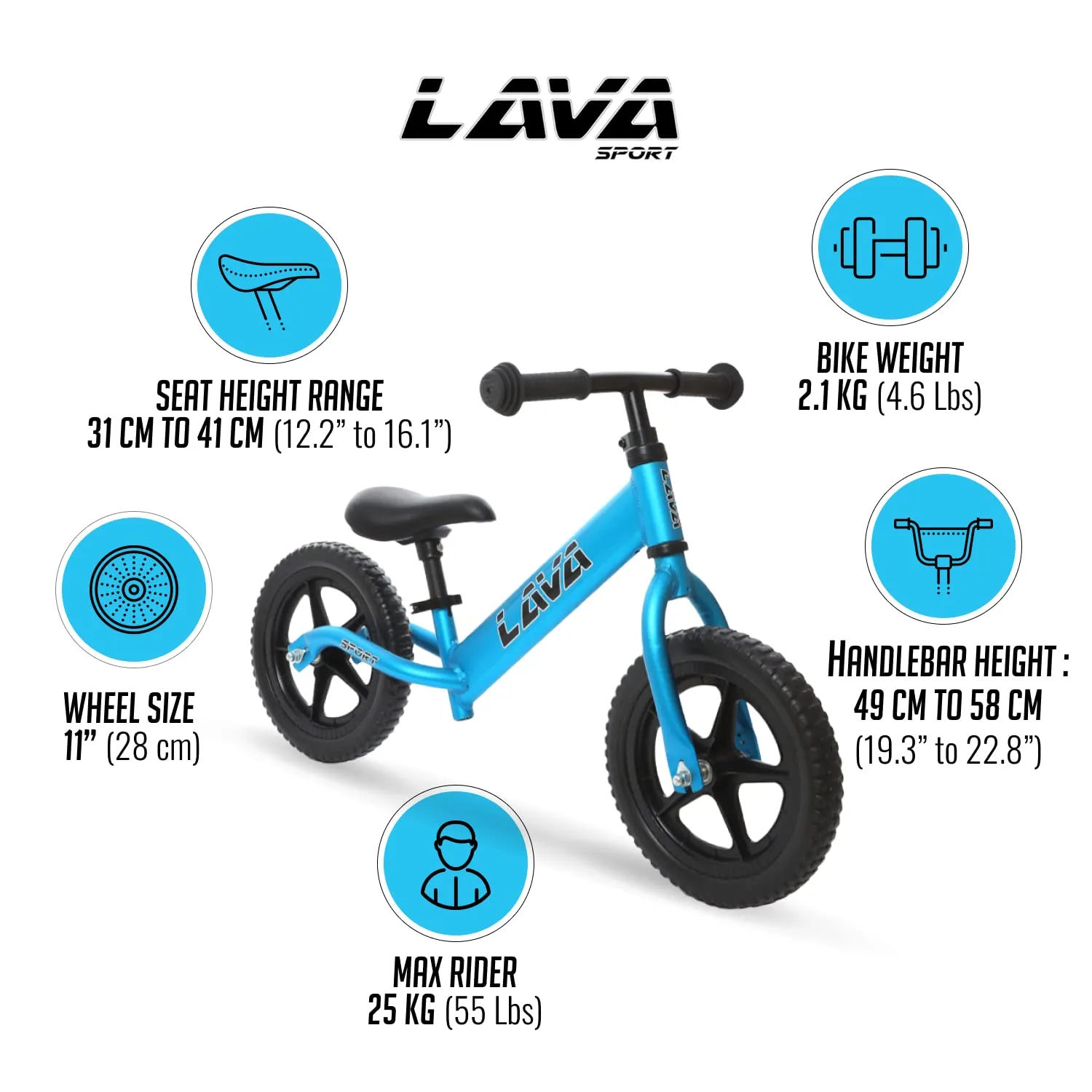 LAVA SPORT Balance Bike-Lightweight Aluminium Toddler Bike for 2, 3, 4, and 5 Year Old