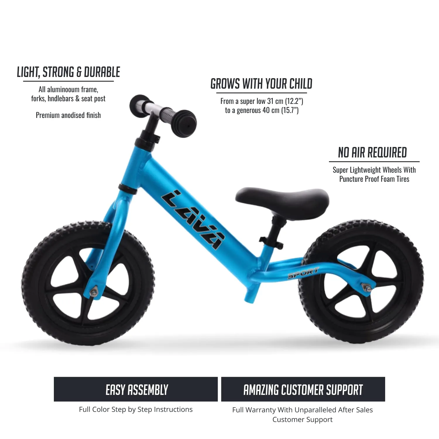 LAVA SPORT Balance Bike-Lightweight Aluminium Toddler Bike for 2, 3, 4, and 5 Year Old