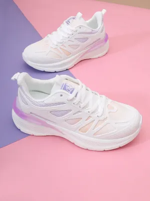 Lilac White Mesh Lace-Up Sneakers (TC-RS3614-LILAC)