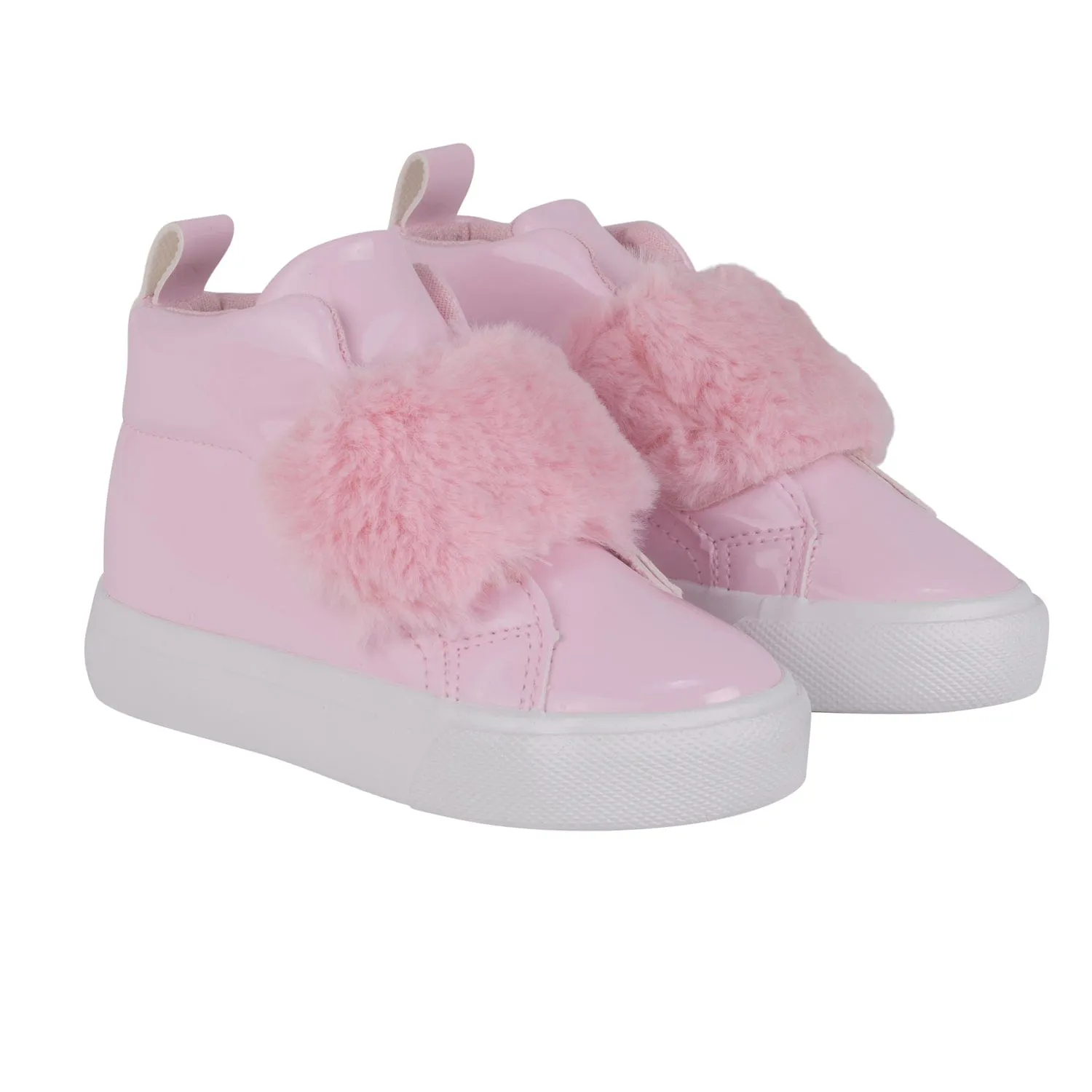 LITTLE A - Bear Hugs Furever Faux Fur Strap High Top - Pink