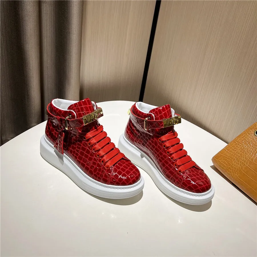 Luxury CrocEmboss High Top Designer Sneakers