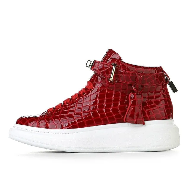 Luxury CrocEmboss High Top Designer Sneakers