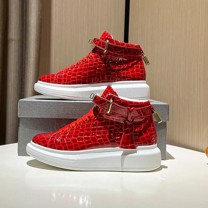 Luxury CrocEmboss High Top Designer Sneakers