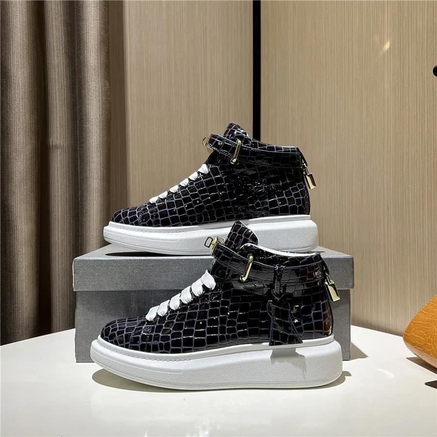 Luxury CrocEmboss High Top Designer Sneakers