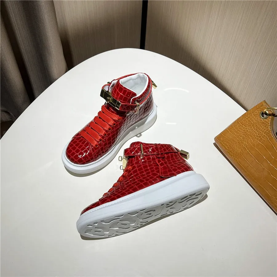 Luxury CrocEmboss High Top Designer Sneakers