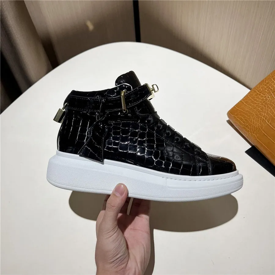 Luxury CrocEmboss High Top Designer Sneakers