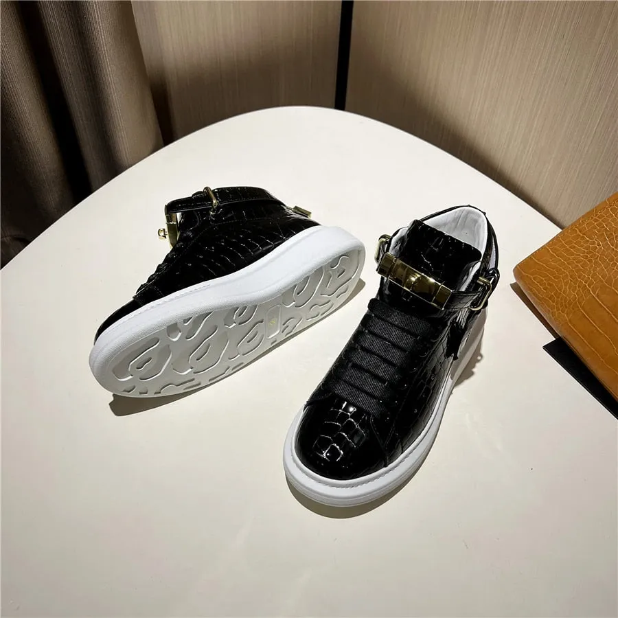 Luxury CrocEmboss High Top Designer Sneakers