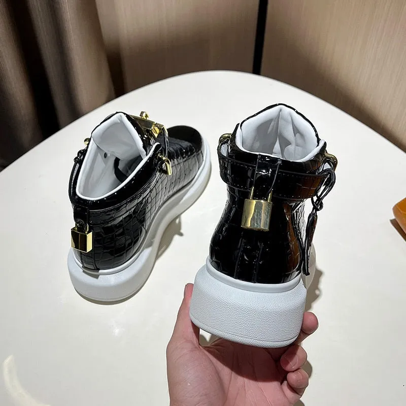 Luxury CrocEmboss High Top Designer Sneakers