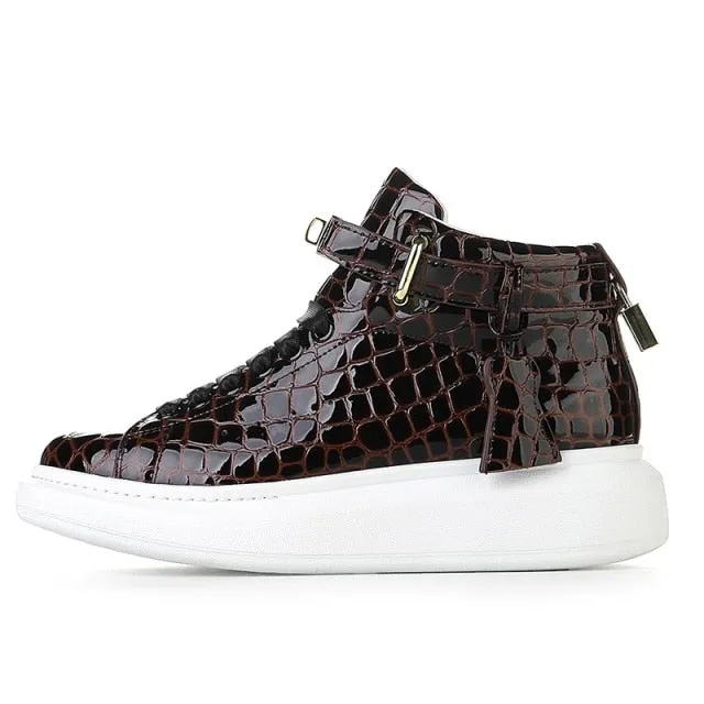 Luxury CrocEmboss High Top Designer Sneakers