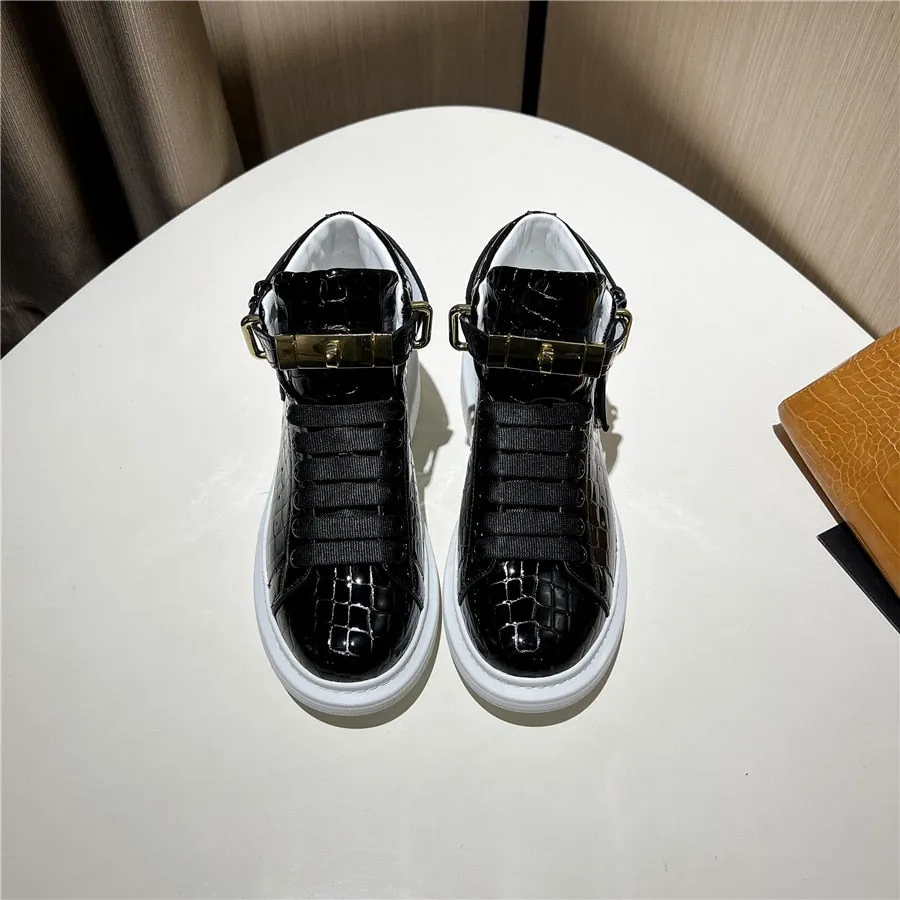 Luxury CrocEmboss High Top Designer Sneakers