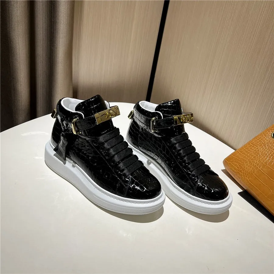 Luxury CrocEmboss High Top Designer Sneakers