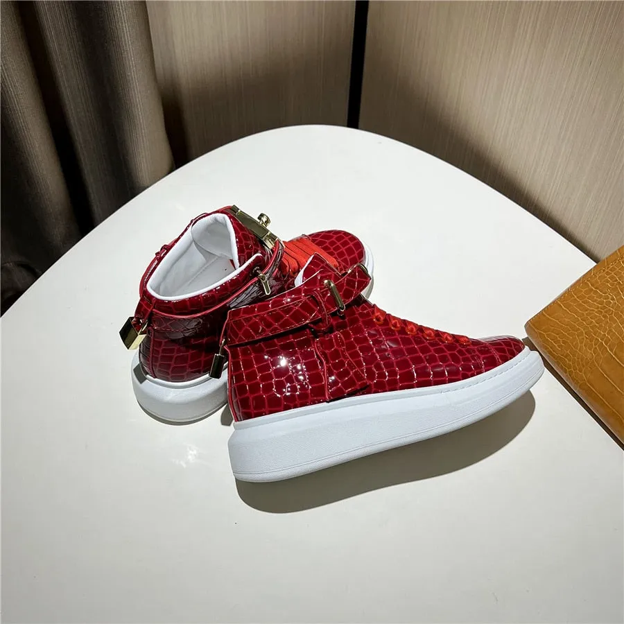 Luxury CrocEmboss High Top Designer Sneakers