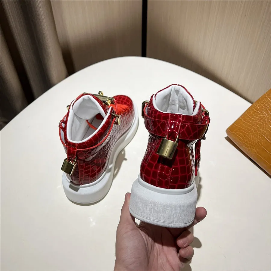 Luxury CrocEmboss High Top Designer Sneakers