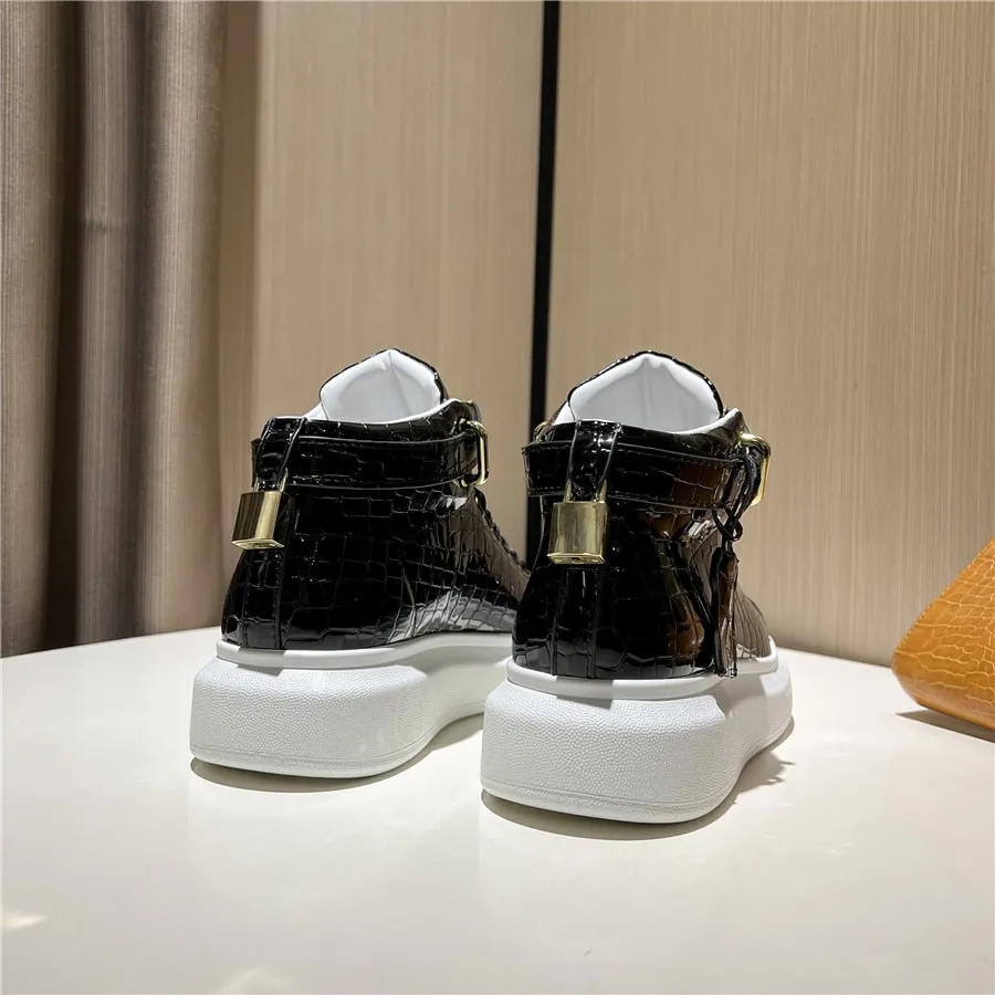 Luxury CrocEmboss High Top Designer Sneakers