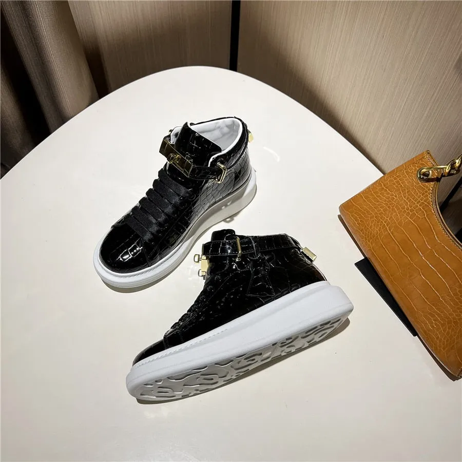 Luxury CrocEmboss High Top Designer Sneakers