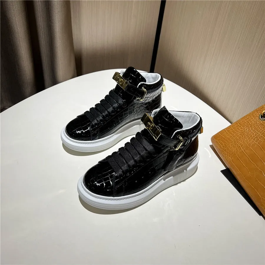 Luxury CrocEmboss High Top Designer Sneakers