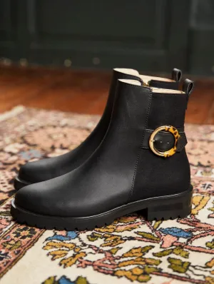 Maze Vegan Leather Buckle Boots | Black