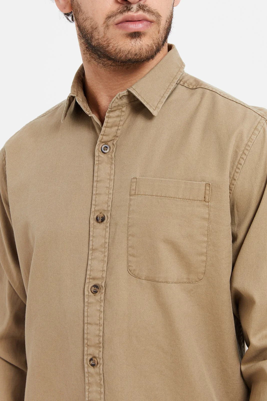 Men Brown Cotton Shirt