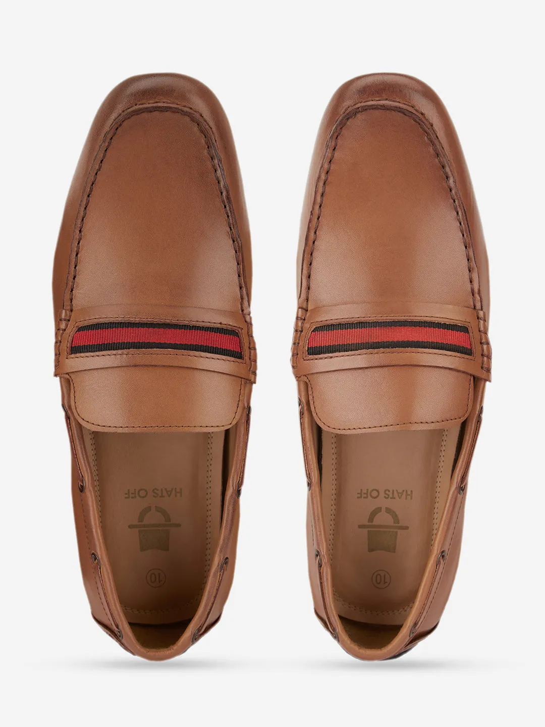 Men Striped Lightweight Leather Loafers