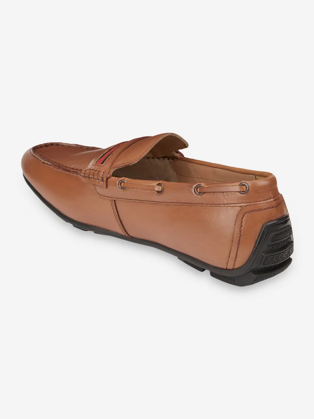 Men Striped Lightweight Leather Loafers