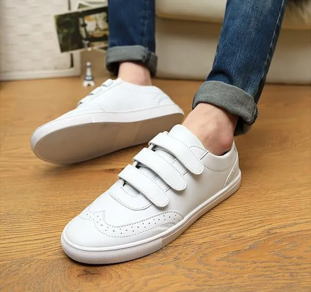 Men's Casual Comfortable Solid Color PU Leather Sneakers