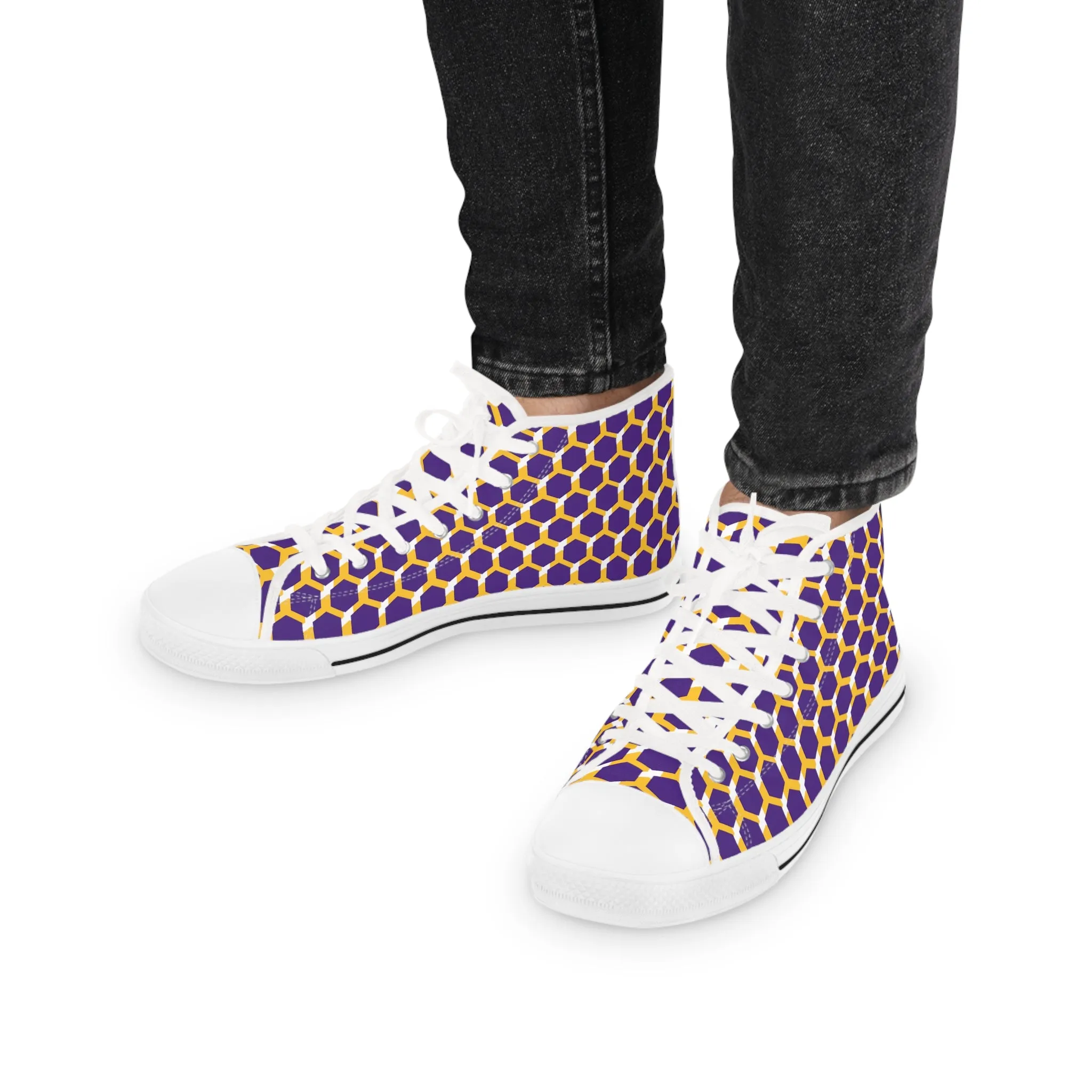 Men's High Top Sneakers - Purple/Gold Hex