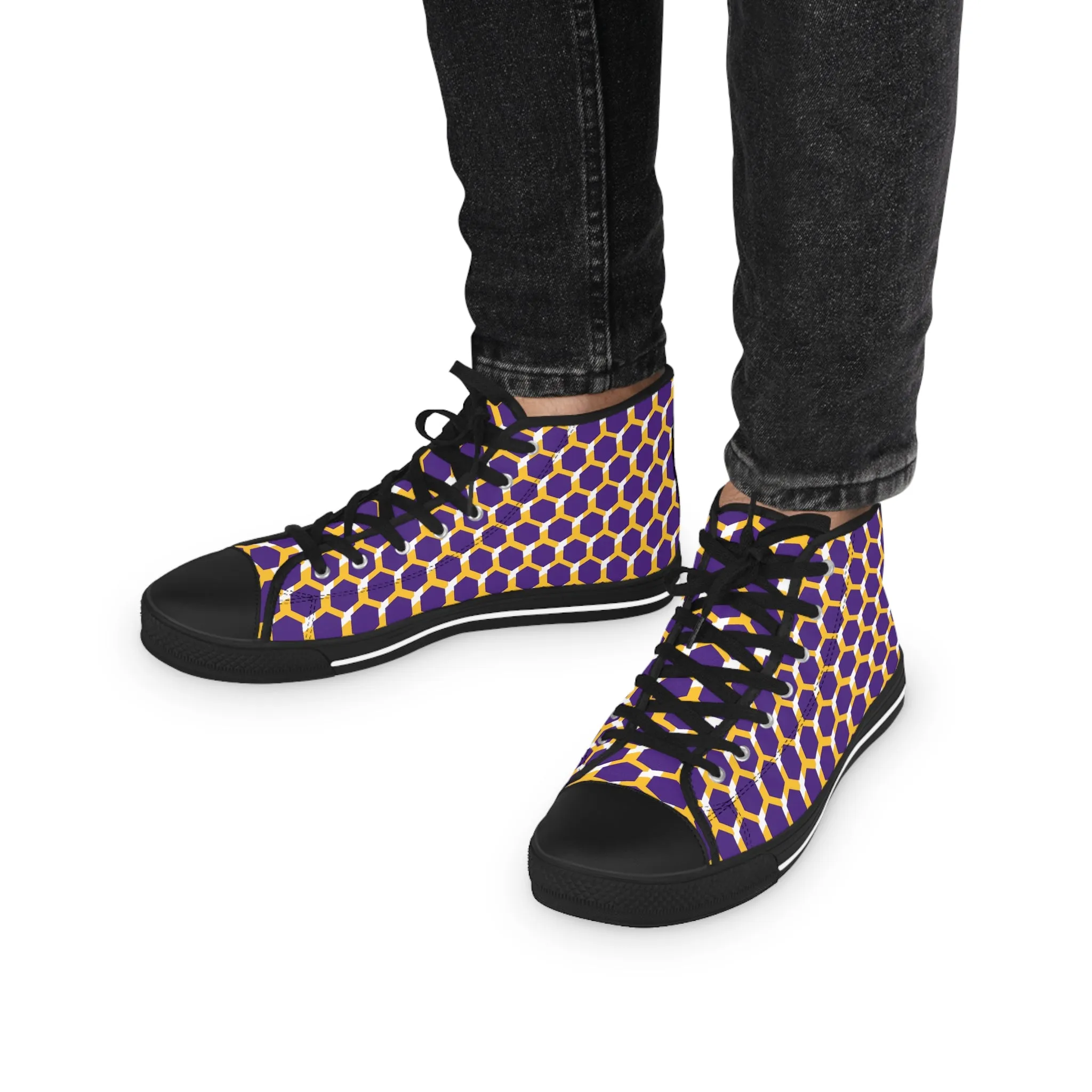 Men's High Top Sneakers - Purple/Gold Hex