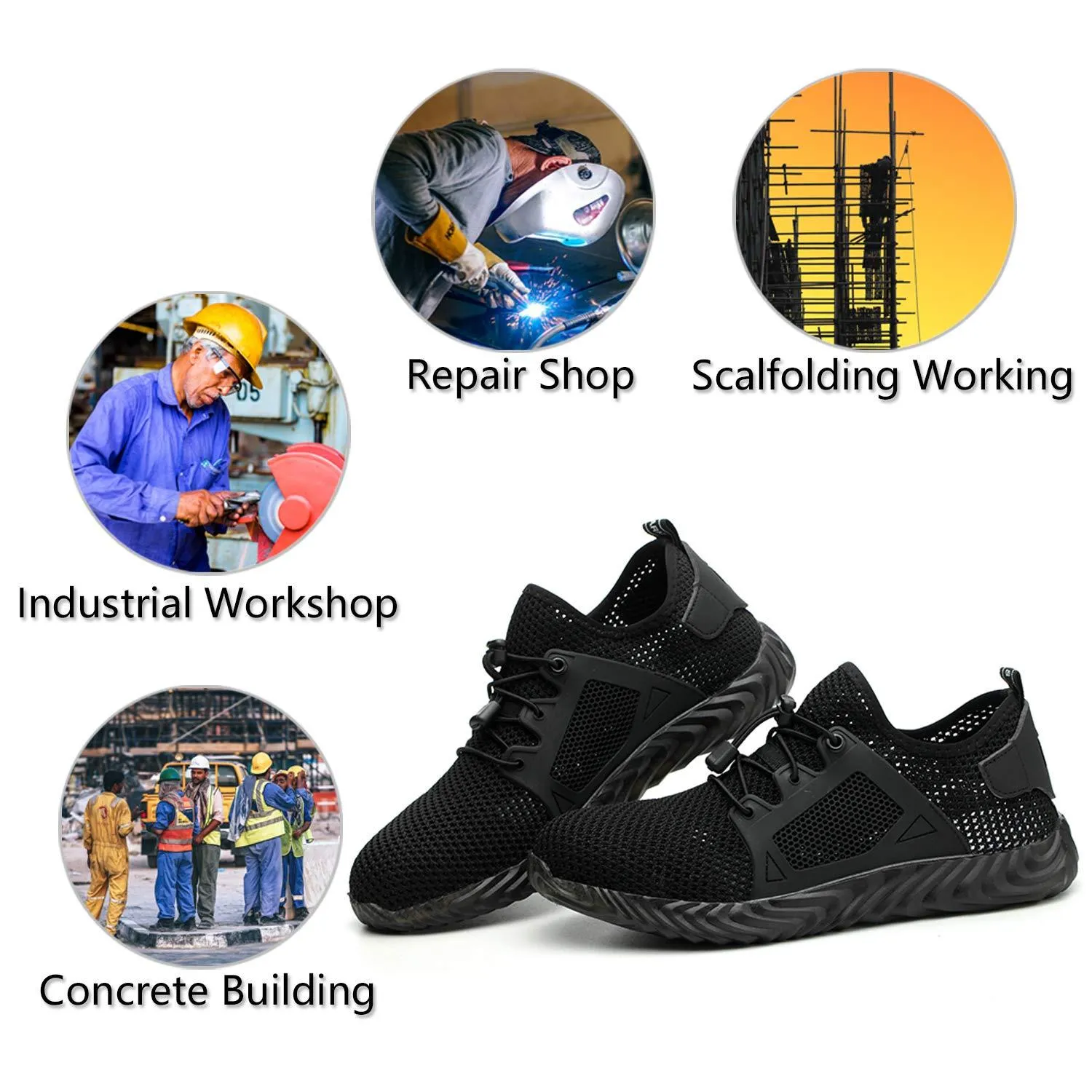 Men's Work Shoes Mesh Breathable Lightweight Comfortable Steel Toe Safety Industrial Construction Non-slip shoes